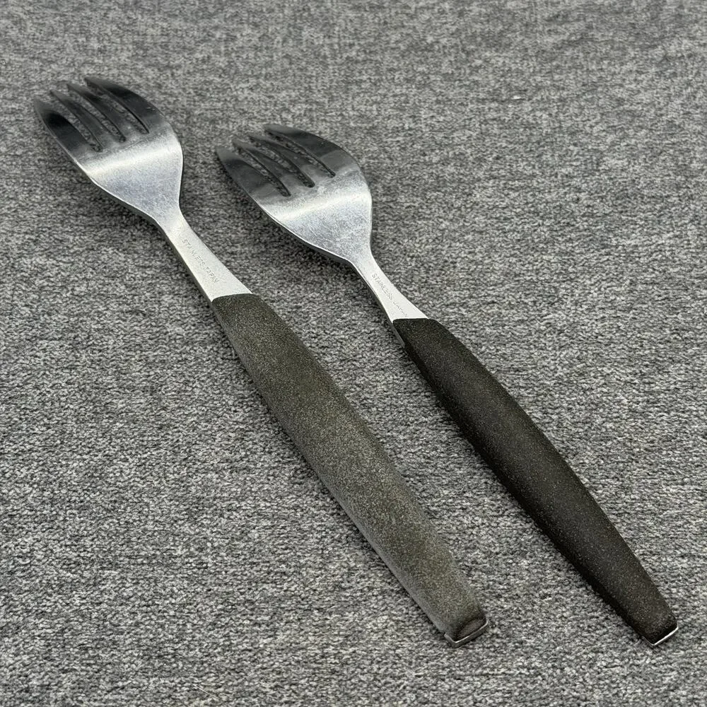 13pc Vintage Stainless Japan Knives Forks Spoons Black Inlay MCM Flatware READ